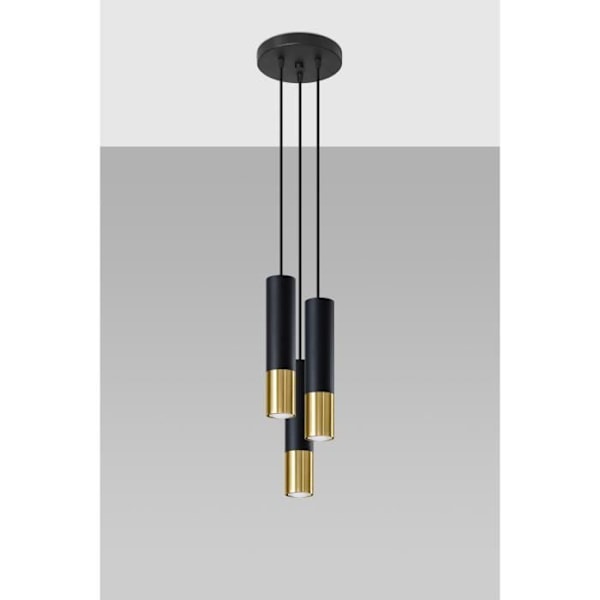 LOOPEZ Pendel 3P GU10 LED Modern Loft BOHO Design Korridor -Sort/Guld