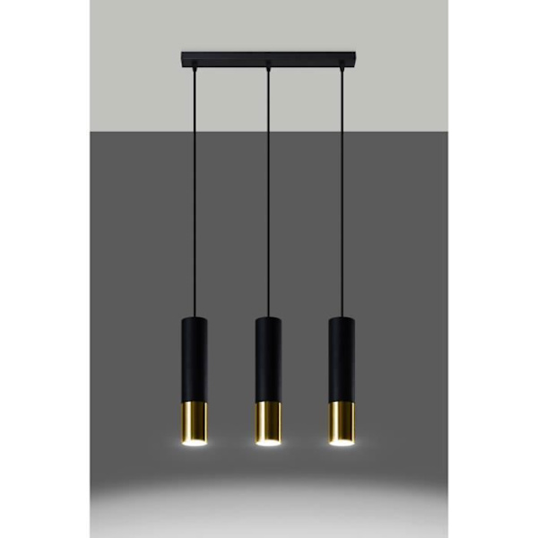 LOOPEZ Pendellampa 3L GU10 LED Modern Loft BOHO Design Corridor -Svart/Guld