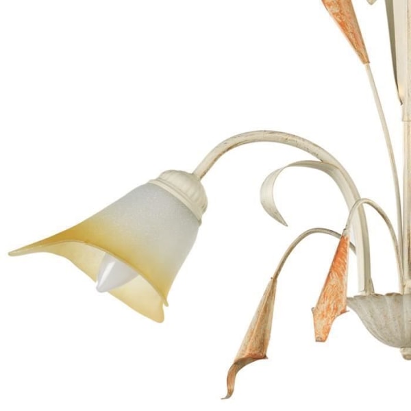 Hængende loftlampe - Onli - LUCREZIA - Elfenben - 3 E14 pærer - Metal og glas