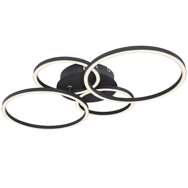 LED loftslampe, ringdesign, mat sort, L 65,5 cm