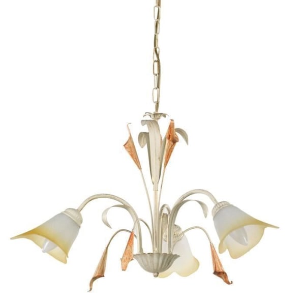 Hængende loftlampe - Onli - LUCREZIA - Elfenben - 3 E14 pærer - Metal og glas