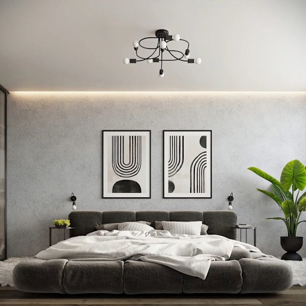 Væglampe - Sollux Lighting - Levar - Sort Metal - E27 - Indendørs svart