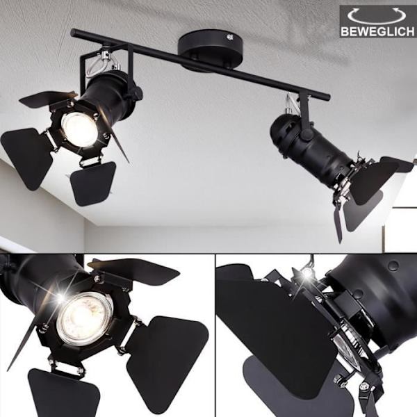 Taklampa - EGON - Längd 54 cm - Svart metall - GU10 - Modern design Svart