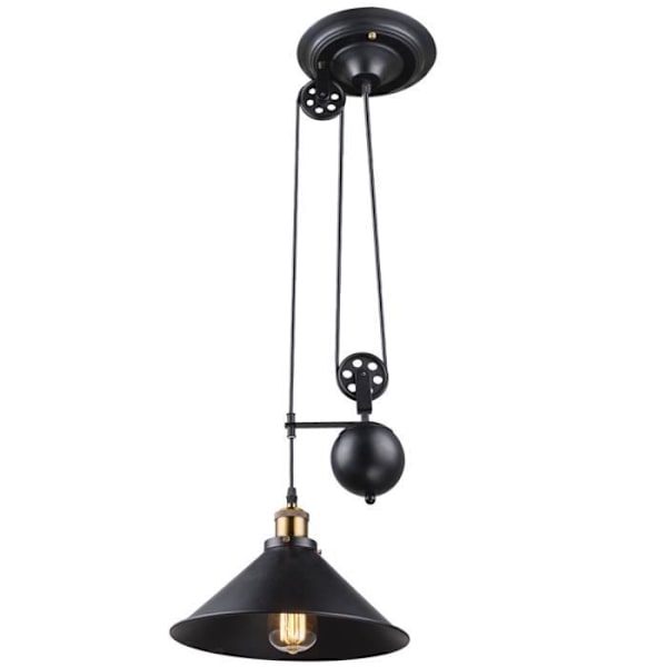 Vintage taklampa - LENIUS - Svart - 1 E27-lampa - 60W - Inomhus