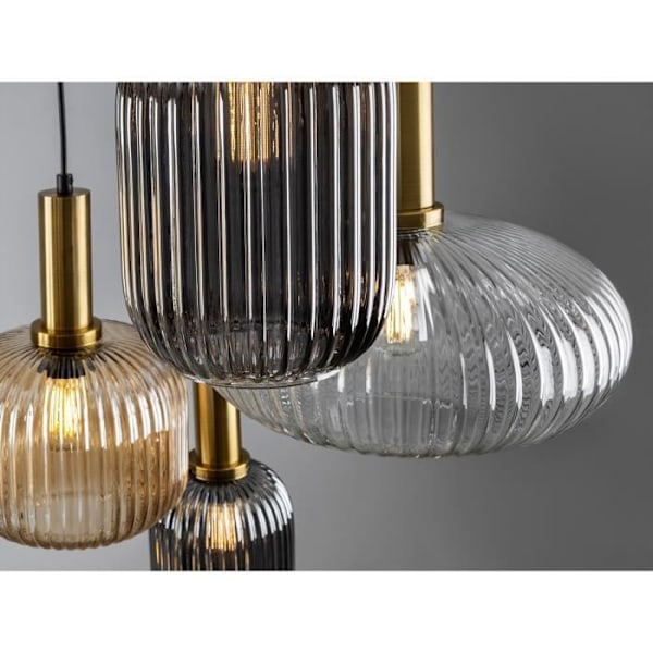 Nedhængt loftslampe - Schuller - NORMA - 4 lys - Sort og messing - Moderne design