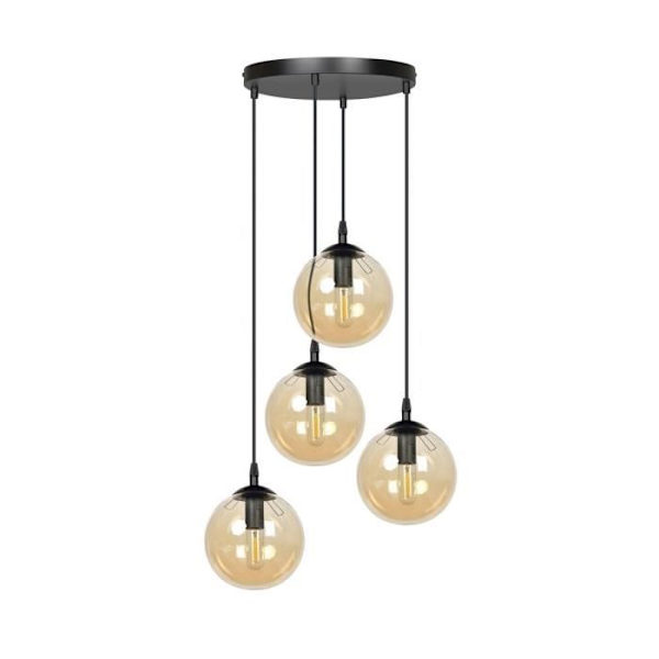 Emibig COSMO Cosmo taklampa svart Globe Cluster med bärnstensfärgad glasskärm, 4x E14
