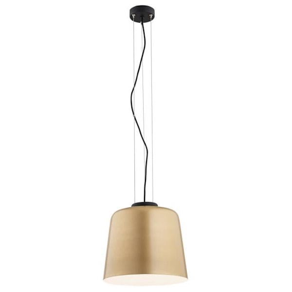 Pendellampe - Argon - BERKLEY - Gyldent og hvidt dome - Sort struktur - E27