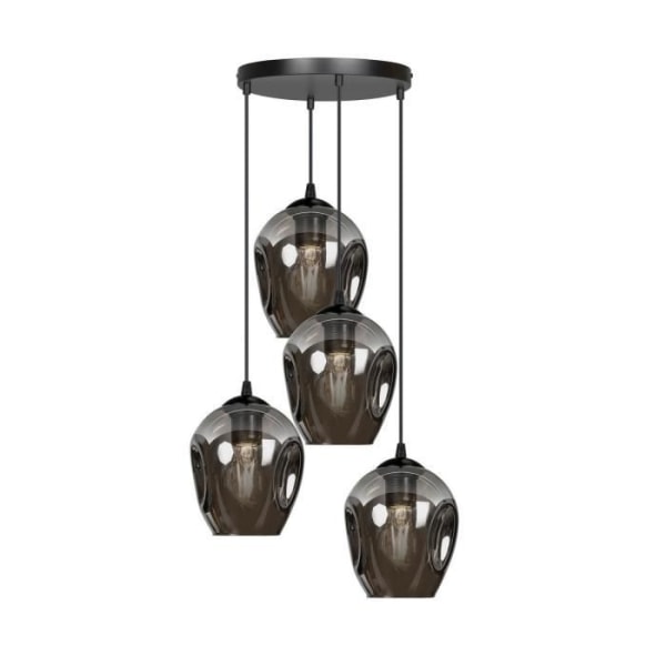 Emibig ISTAR Istar Black Cluster loftslampe med skærm i grafitglas, 4x E27