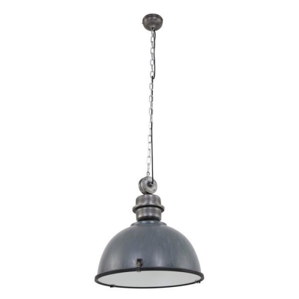 Sienna Tough Guy Dome nedhængt loftslampe i gråt beton, mat glas og metal - Diameter 52 cm - E27 sokkel