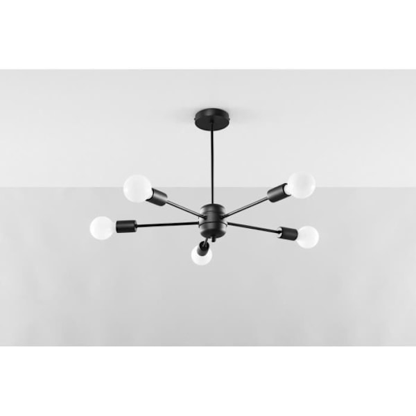 Plafondslampa - SOLLUX - Lango - Svart - 5x E27 - Stål - Modern design
