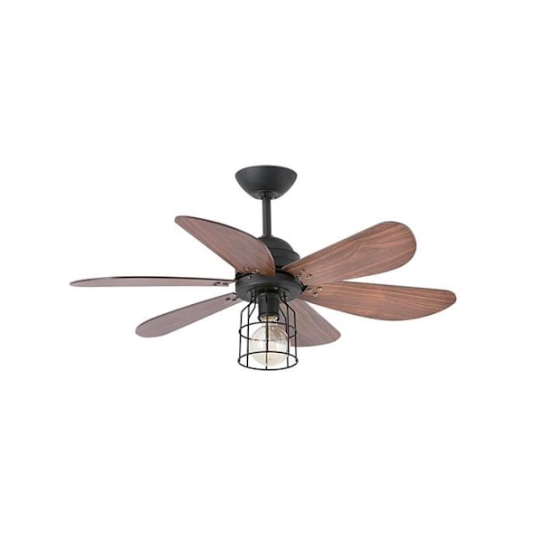 Takfläkt - FARO - Chicago - 91 cm - 3 hastigheter - Integrerad LED-lampa Tek, basaltgrå