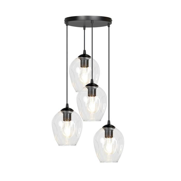 Emibig ISTAR Taklampa Istar Black Cluster med transparent glasskärm, 4x E27