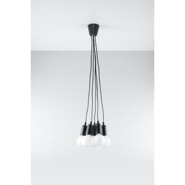 DIEGO 3 E27 LED Pendellampa Modern Loft BOHO Design Corridor - Svart