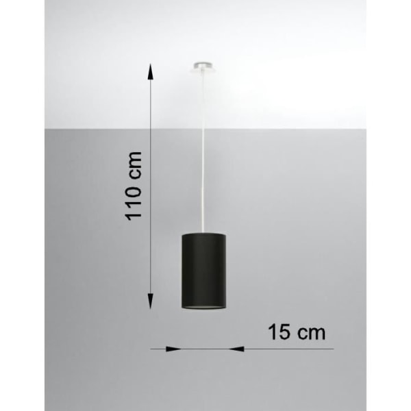 Sollux OTTO Suspension Slank Cylindrisk Lys Sort 15cm E27