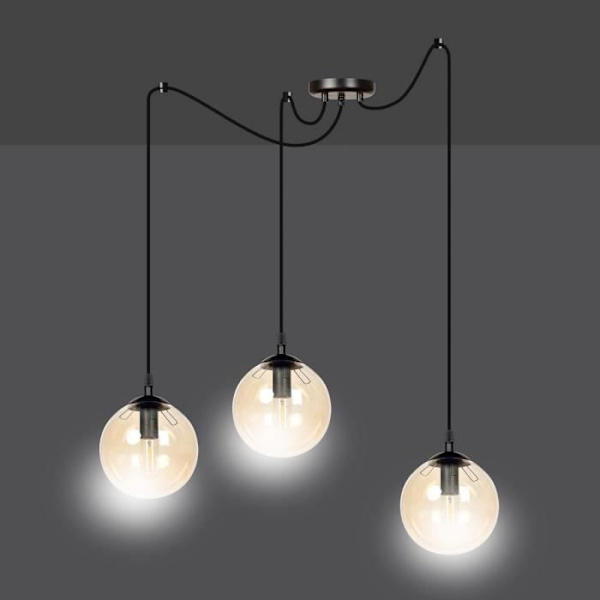 Emibig GIGI Gigi Globe Cluster taklampa i svart glas med bärnstensfärgad glasskärm, 3x E14