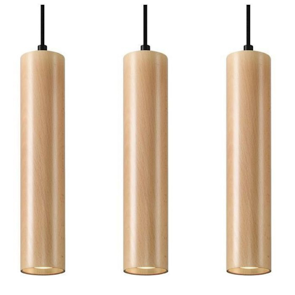 LINO 3 GU10 LED Pendellampa Modern Loft BOHO Design Korridor - TRÄ