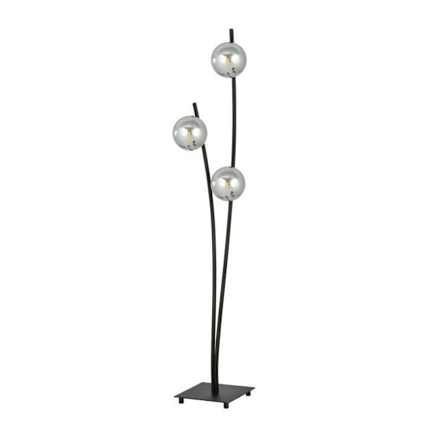 Hunter Globe flerarms gulvlampe sort med skærm i grafitglas, 3x E14 - Emibig