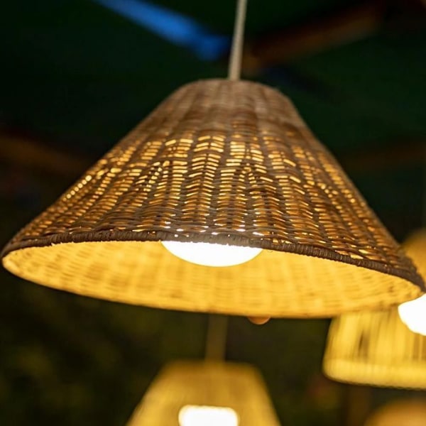 Calobra naturfiber LED utomhus taklampa - New Garden - Ø38cm - 3 intensiteter - laddningsbar Naturlig