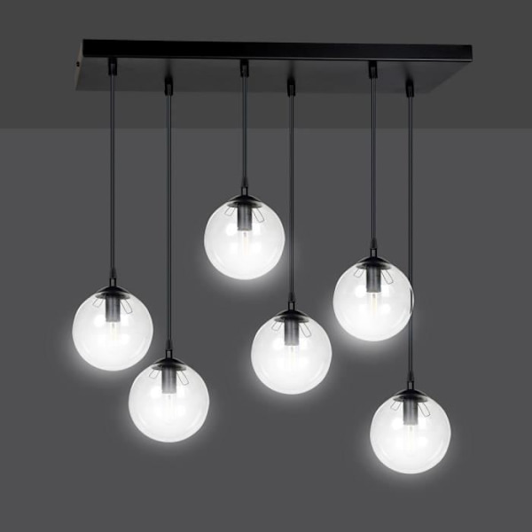Emibig COSMO Cosmo svart Globe Cluster taklampa med klarglasskärm, 6x E14