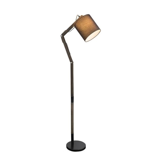 GLOBO BELYSNING Sort metal gulvlampe - H 160 cm - Grå lampeskærm Svart, brun, grå