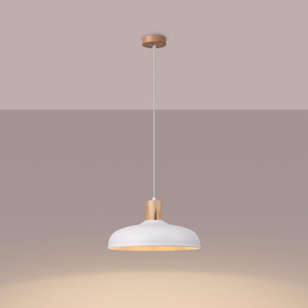 Suspensionslampe - Sollux - Indy - Buet Skærm - E27 - 1x15W LED - Hvid