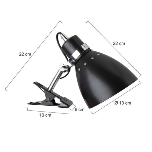 Sienna JumpClamp & Clip On Lampe matsort, poleret krom