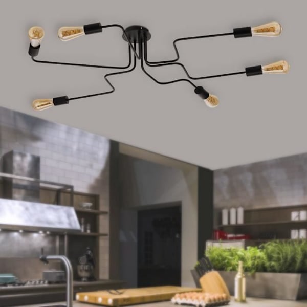 Plafonnier - Onli - DEDALO - Sort - Metal - 6 pærer E27 - Moderne design
