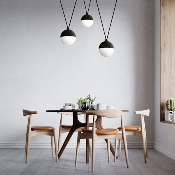 Sfärupphängning 3XD150 NG Gips-Opal CRI ECLIPSE Svart vit