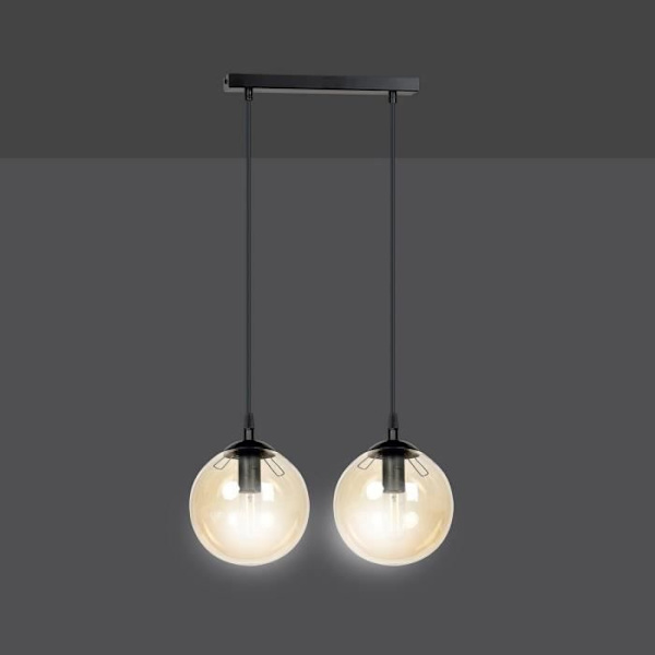 Emibig COSMO Cosmo Globe Bar taklampa svart med bärnstensfärgad glasskärm, 2x E14
