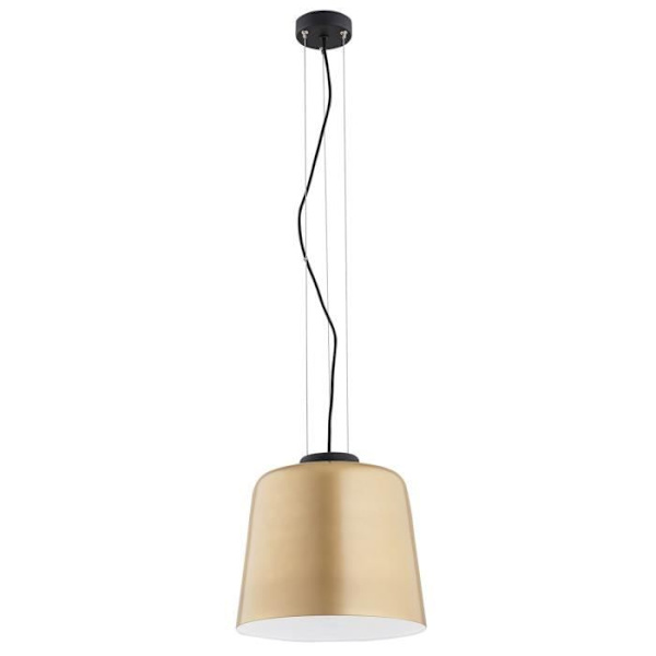 Pendellampe - Argon - BERKLEY - Gyldent og hvidt dome - Sort struktur - E27