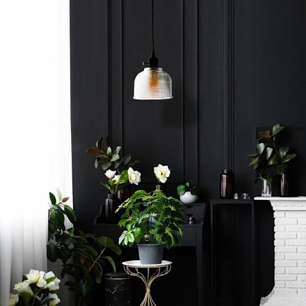 Upphängning - SULION - TESSA - Transparent glas - Svart metall - Vintage stil