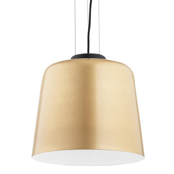Pendellampe - Argon - BERKLEY - Gyldent og hvidt dome - Sort struktur - E27