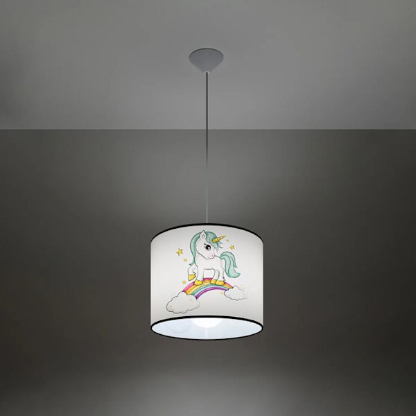 Hængelampe - Sollux Lighting - Unicorn 30 - Hvid/multifarvet - 30x30x95 cm - LED vit/flerfärgad