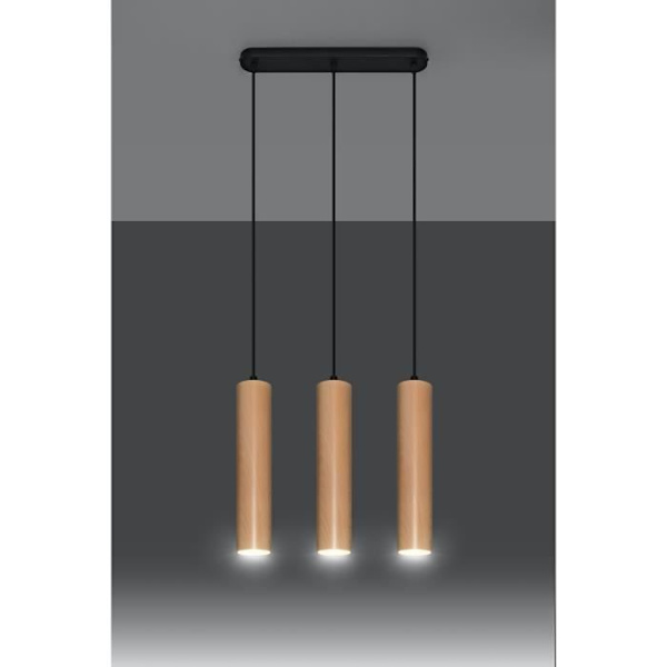 LINO 3 GU10 LED Pendellampa Modern Loft BOHO Design Korridor - TRÄ