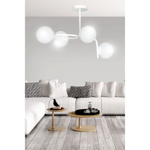 Emibig KALF Taklampa Kalf Globe V1 vit med vit glasskärm, 4x E14