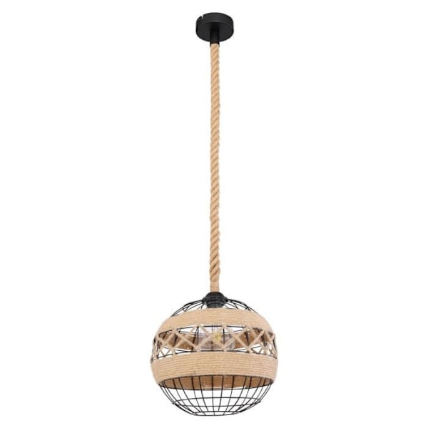 Pendellampe, hamperov, kugle, sort, H 120 cm, ULLEU