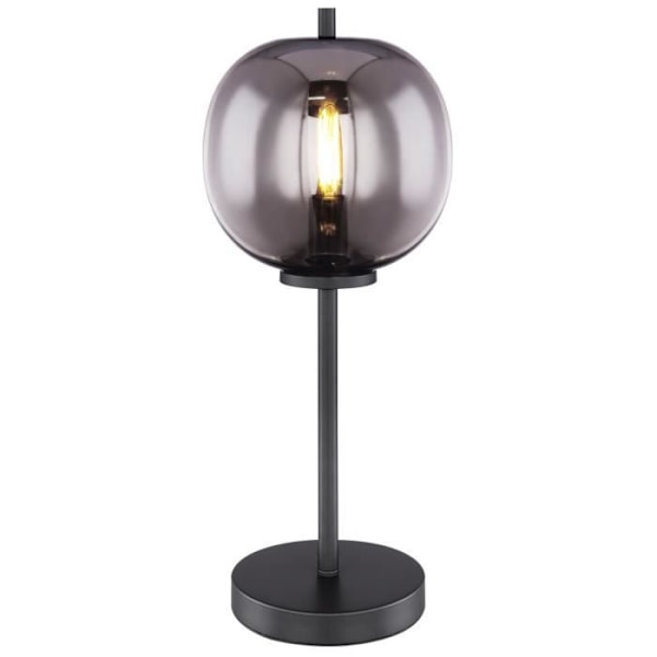 Bordlampe - Keria - BLACKY - Sort metal - Røget glas - 1 E14 pære 40W Svart