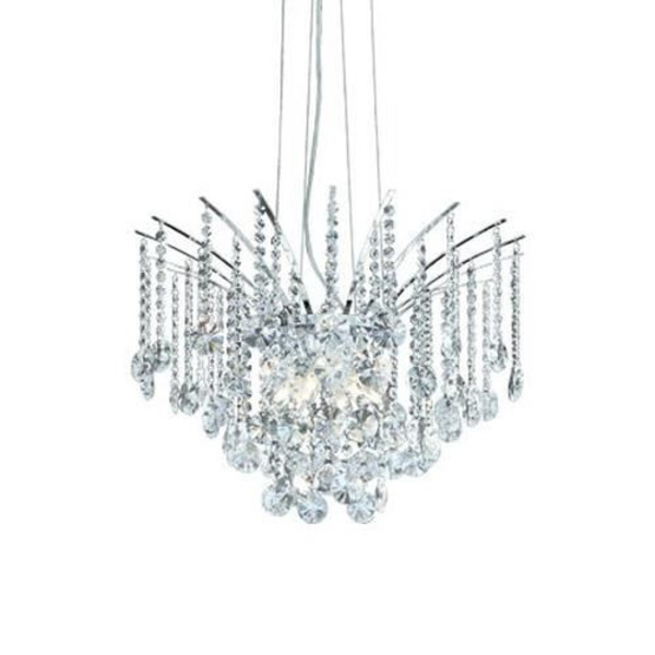 Ideal Lux AUDI-77 SP6, Sovrum, Barnrum, Matsal, Vardagsrum, Krom, IP20, Rund, Glas, Metall, 6 glödlampor Krom