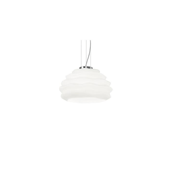 Suspension Blanche - KARMA - 1 ampoule - Diameter 19,5 cm - Höjd justerbar 50-125 cm - Glas