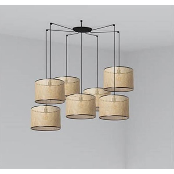 MAMBO Gulvlampe sort/rattan ø450 7L 64314-49-7L Sort