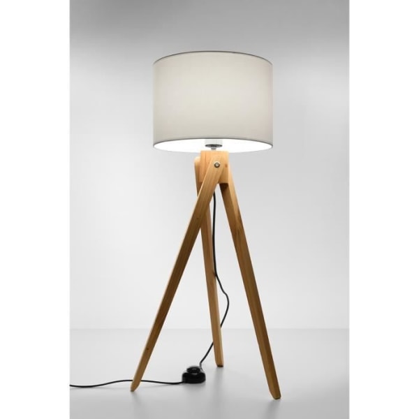 LED golvlampa i naturligt trä och vitt - Modern LOFT design - LEGNO 1 E27