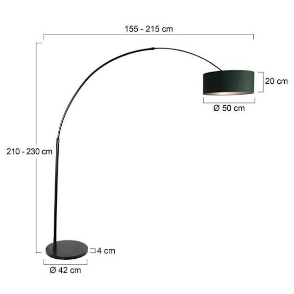 Lampstand - Sienna Funkande Ljus - Svart Mat Båge - Grön Sammet - E27 - Nutida Design Svart, Grön