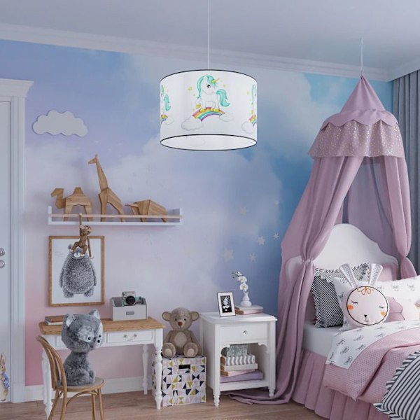 Hængelampe - Sollux Lighting - Unicorn 30 - Hvid/multifarvet - 30x30x95 cm - LED vit/flerfärgad