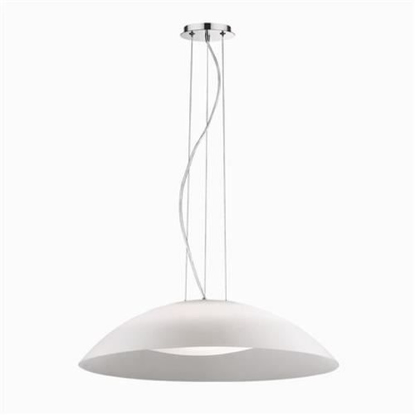 Ideal Lux LENA SP3 D64, Kök, Krom, Vit, IP20, Yta, Rund, Glas, Metall