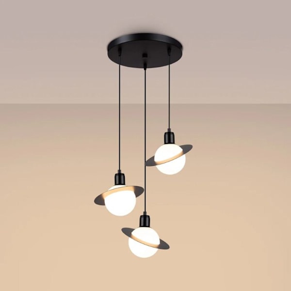 Suspenderet lampe - Sollux Lighting - Hyperion 3P - Indbygget LED - Sort farve - Moderne design svart