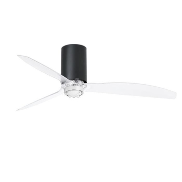 Faro MINI TUBE - Mattsvart LED Transparent takfläkt med DC-motor, 3000K