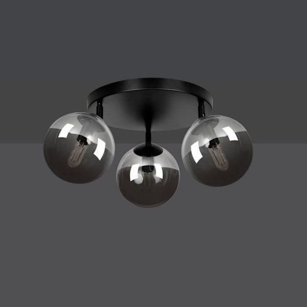 Emibig TOFI Tofi Black Globe taklampa med grafitglasskärm, 3x E14
