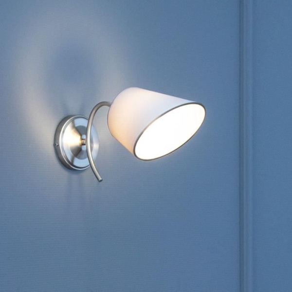 Vägglampa i kromad metall, retro design med enkel huvud, METTE Silver