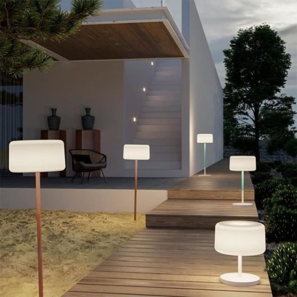 CHLOE-Outdoor solar LED golvlampa att plantera, höjdjusterbar med fjärrkontroll H155cm Vit Ny trädgård Ø 25cm / H 155cm /