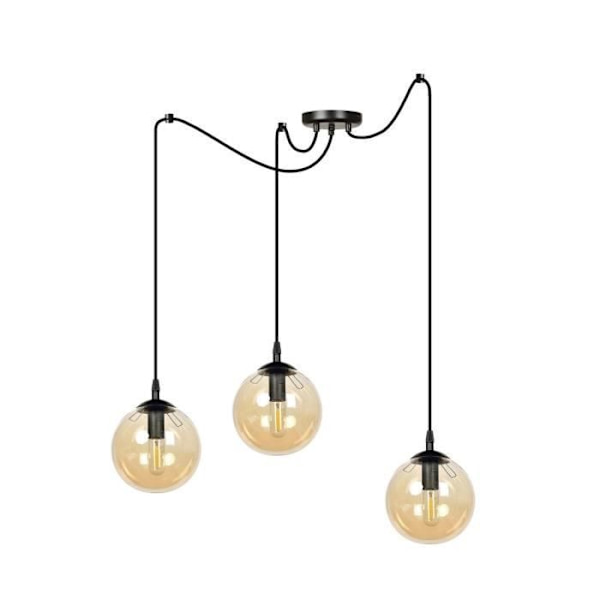 Emibig GIGI Gigi Globe Cluster taklampa i svart glas med bärnstensfärgad glasskärm, 3x E14